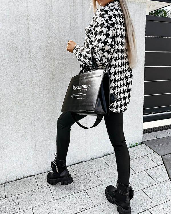 casual plaid/houndstooth coat with pockets