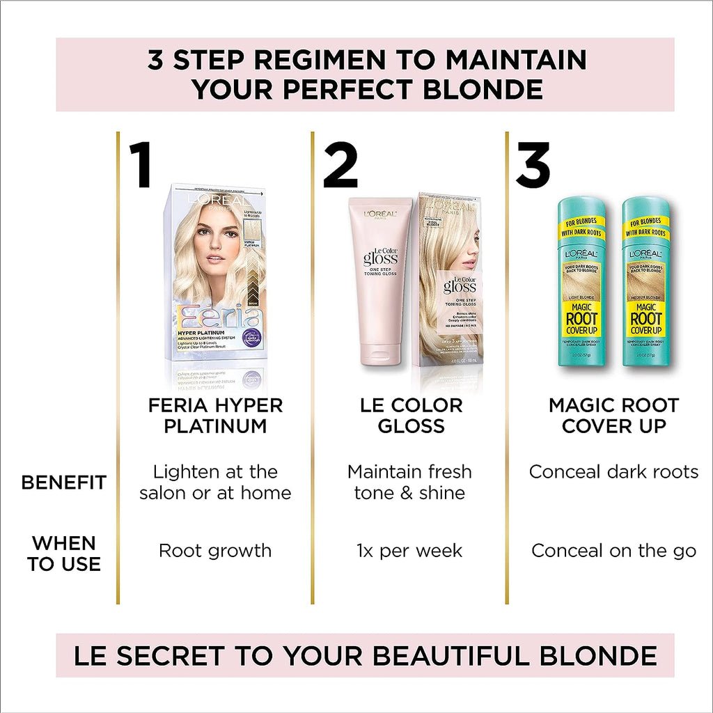 L’Oréal Paris Le Color Gloss One Step In-Shower Toning Hair Gloss, Neutralizes Brass, Conditions &amp; Boosts Shine, Silver, 4 Ounce