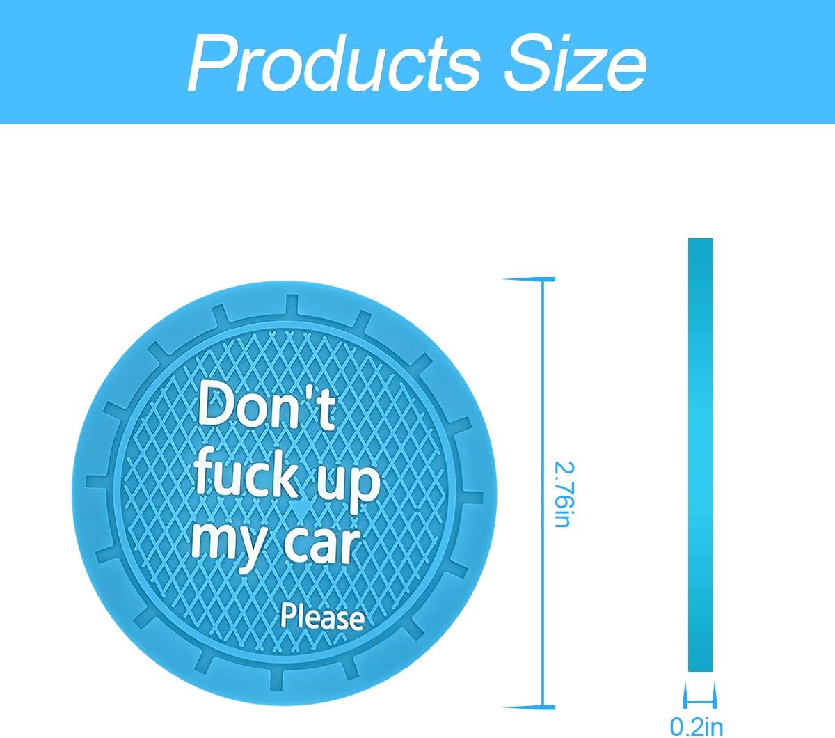 8sanlione 2 Pack Car Cup Holder Coasters, 2.75 Inch Non-Slip PVC Insert Cup Coaster, Anti-Scratch Auto Cup Mats for Women Men, Vehicle Interior Accessories for Car, SUV, Truck (D Light Blue/2PCS)