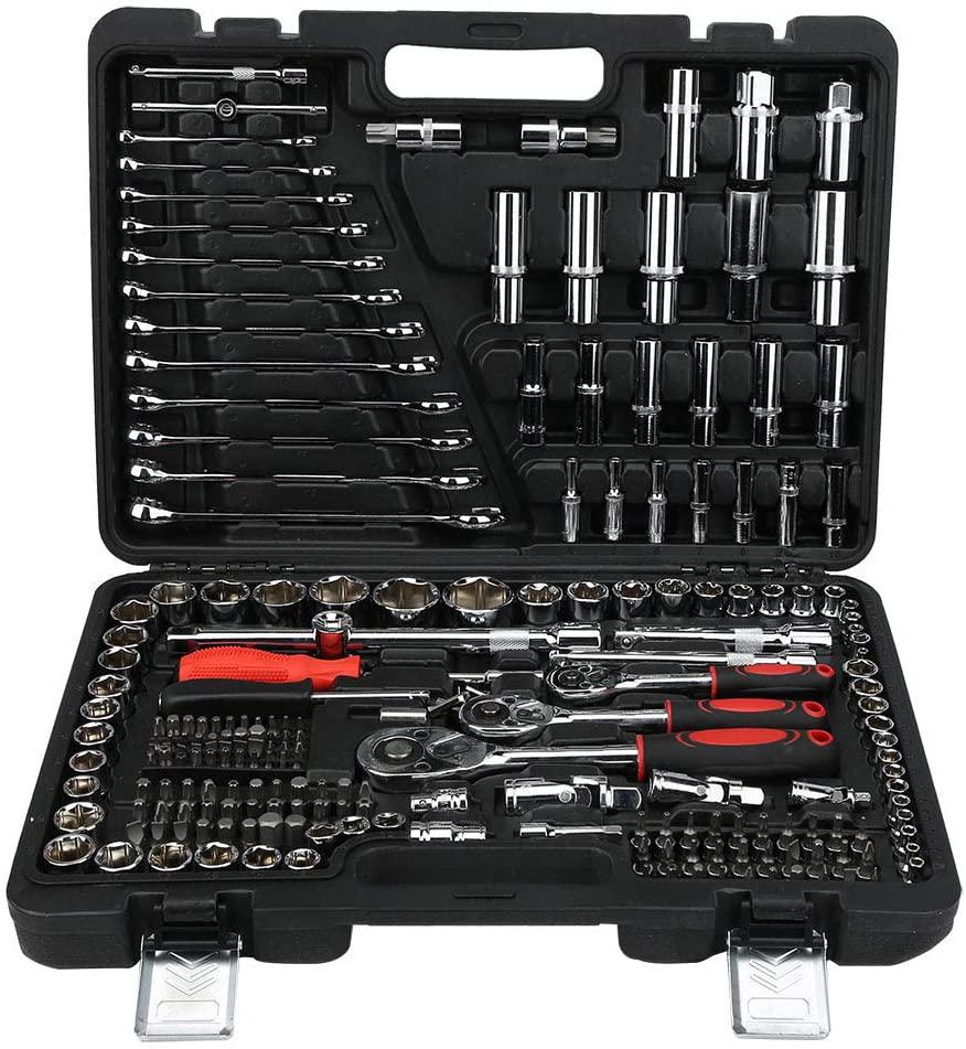 Ratchet Wrench Set,215Pcs Ratchet Wrench Kits1/4in 3/8in 1/2in Socket Set Tool Kits Mechanic Socket Tool for Daily Use or Repairing