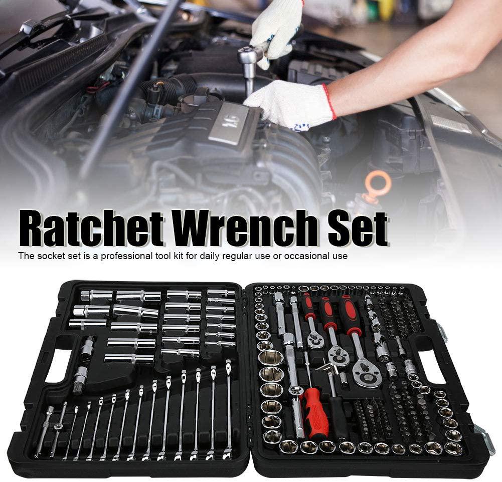 Ratchet Wrench Set,215Pcs Ratchet Wrench Kits1/4in 3/8in 1/2in Socket Set Tool Kits Mechanic Socket Tool for Daily Use or Repairing