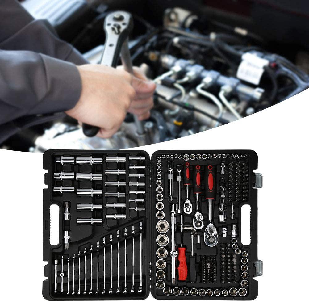 215Pcs Ratchet Wrench Socket Set Tool Case Hand Tool Kits Set 1/4in 3/8in 1/2in Box LPD0005‑7
