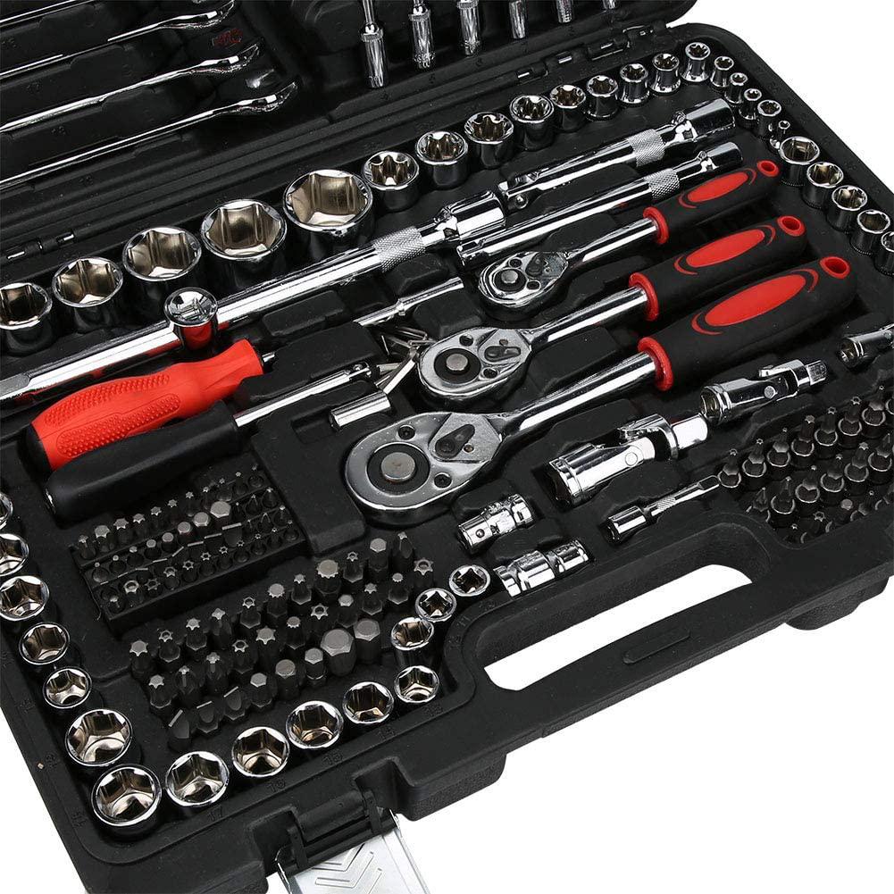 Ratchet Wrench Set,215Pcs Ratchet Wrench Kits1/4in 3/8in 1/2in Socket Set Tool Kits Mechanic Socket Tool for Daily Use or Repairing