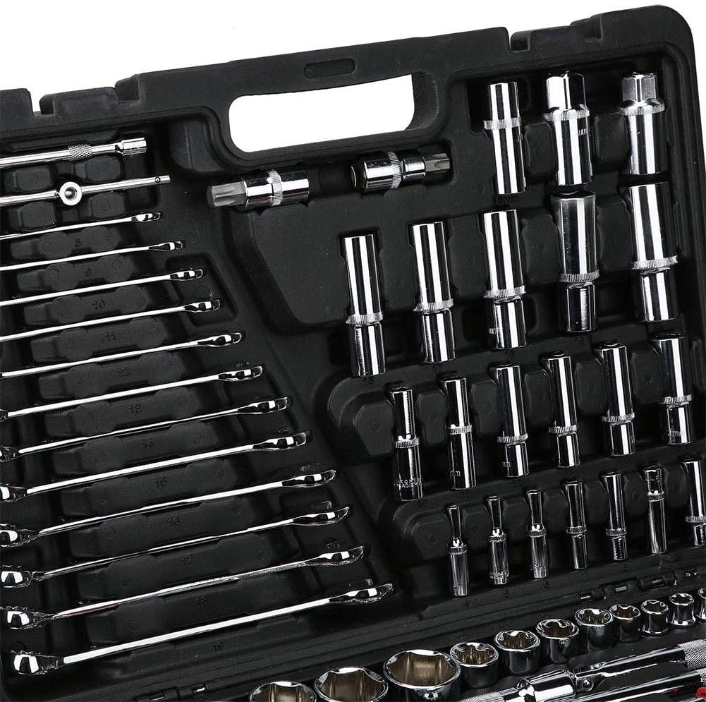 Ratchet Wrench Set,215Pcs Ratchet Wrench Kits1/4in 3/8in 1/2in Socket Set Tool Kits Mechanic Socket Tool for Daily Use or Repairing