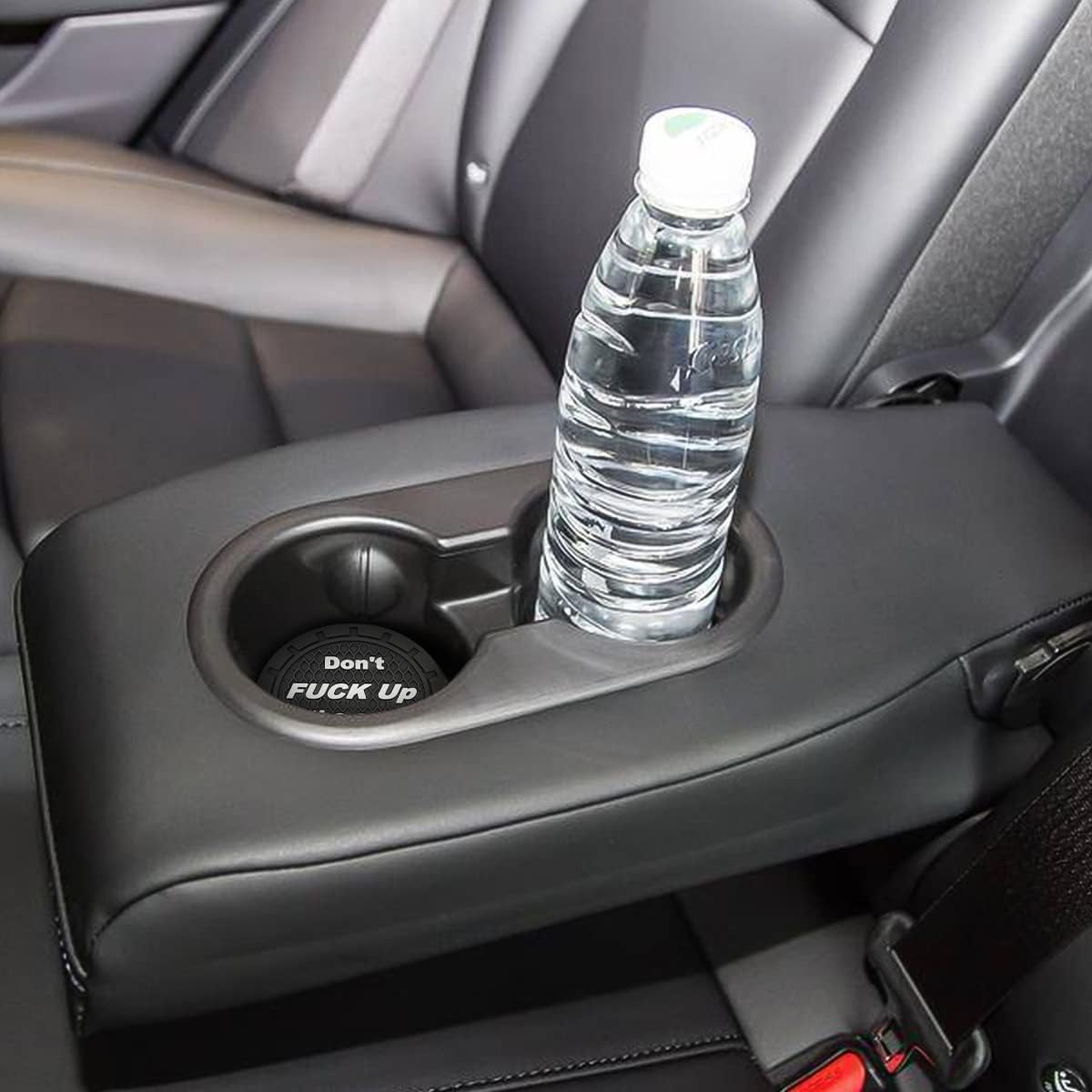 8sanlione 2 Pack Car Cup Holder Coasters, 2.75 Inch Non-Slip PVC Insert Cup Coaster, Anti-Scratch Auto Cup Mats for Women Men, Vehicle Interior Accessories Universal for Car, SUV, Truck (C Black/2PCS)
