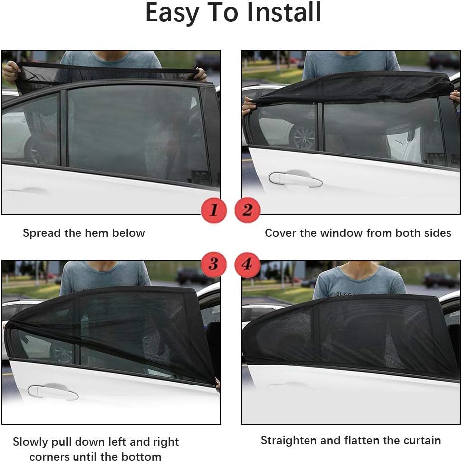 GOLDFLOWER Car Window Shade, 2 Pack Car Back Window Sun Shade, and Privacy Protect for Toddler Kids Baby Adult, Double Layer  (Medium 39"x19")