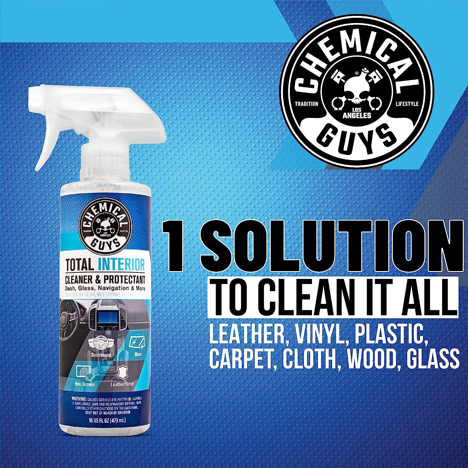 Chemical Guys SPI22016 Total Interior Cleaner and Protectant, Safe for Cars, Trucks, SUVs, Jeeps, Motorcycles, RVs &amp; More, 16 fl oz