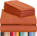 LuxClub 6 PC King Size Sheet Set Bamboo Sheets Deep Pockets 18" Eco Friendly Wrinkle Free Cooling Sheets Machine Washable Hotel Bedding Silky Soft - Autumn Orange King