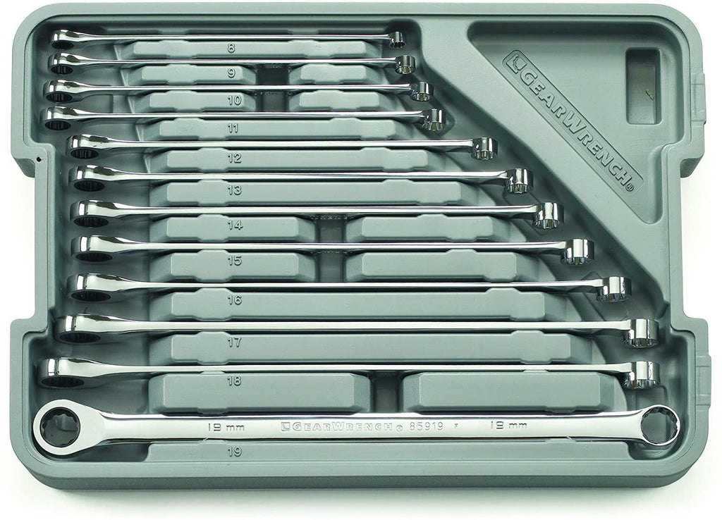 GEARWRENCH 12 Pc. GearBox 12 Pt. XL Ratcheting Double Box Wrench Set, Metric - 85988
