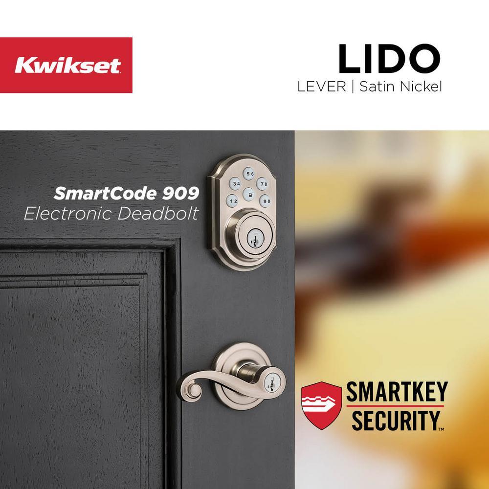 SmartCode 909 Satin Nickel Single Cylinder Electronic Deadbolt Featuring SmartKey Security