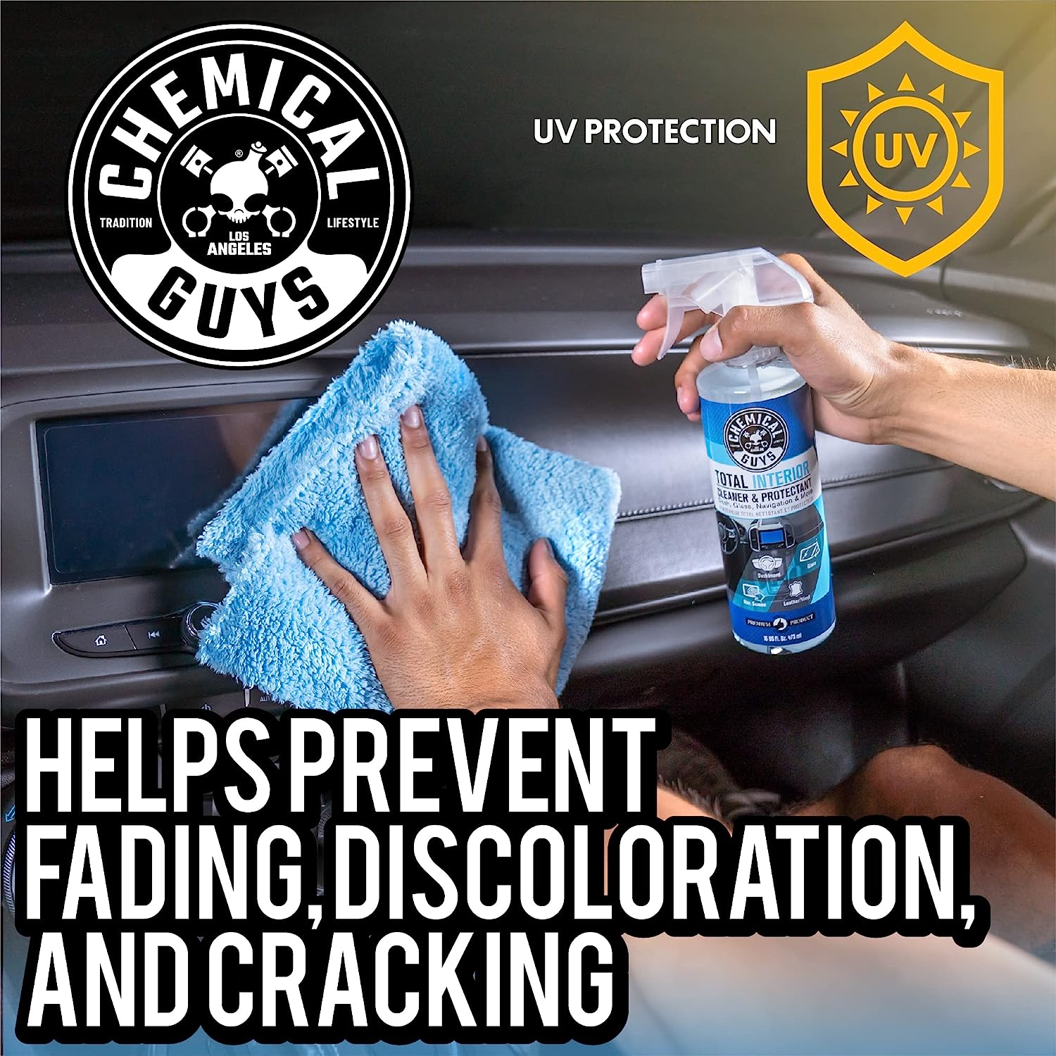 Chemical Guys SPI22016 Total Interior Cleaner and Protectant, Safe for Cars, Trucks, SUVs, Jeeps, Motorcycles, RVs &amp; More, 16 fl oz
