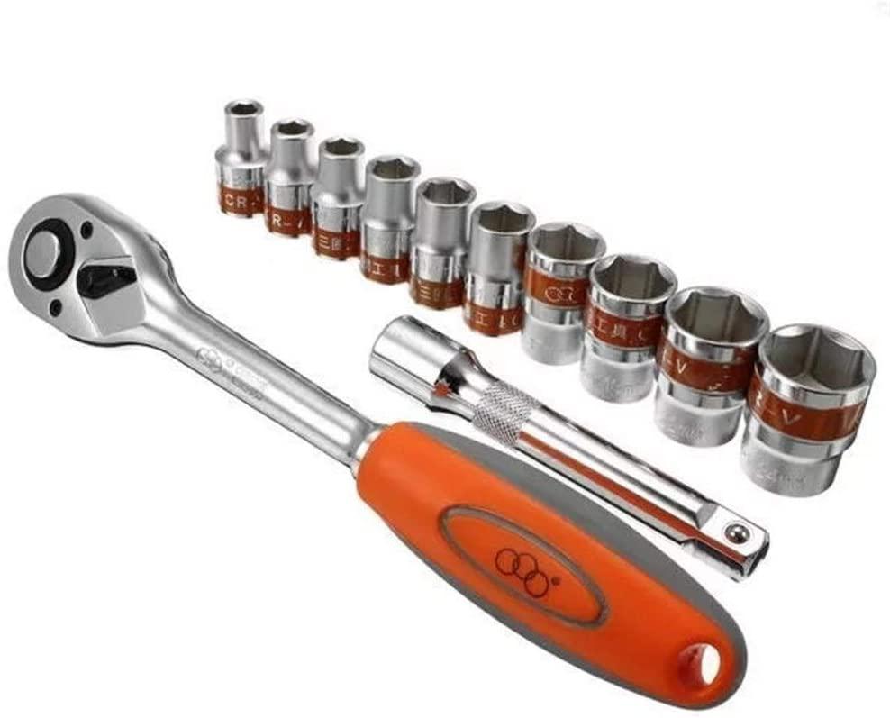 Peixiang Relaxed 12pcs 1/2inch 8-24mm CR-V Metric Ratchet Wrench Socket Repair Tool Kit Universal Hand Tools Decorative