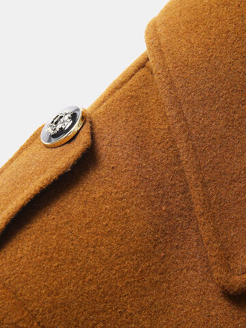 mens woolen double breasted lapel collar british style overcoats