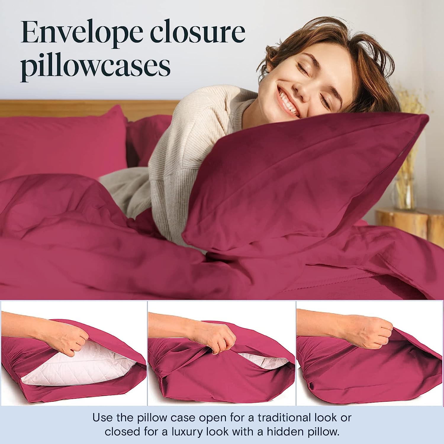 LuxClub 6 PC Full Size Sheet Set Bamboo Sheets Deep Pockets 18" Eco Friendly Wrinkle Free Cooling Sheets Machine Washable Hotel Bedding Silky Soft - Burgundy Full…