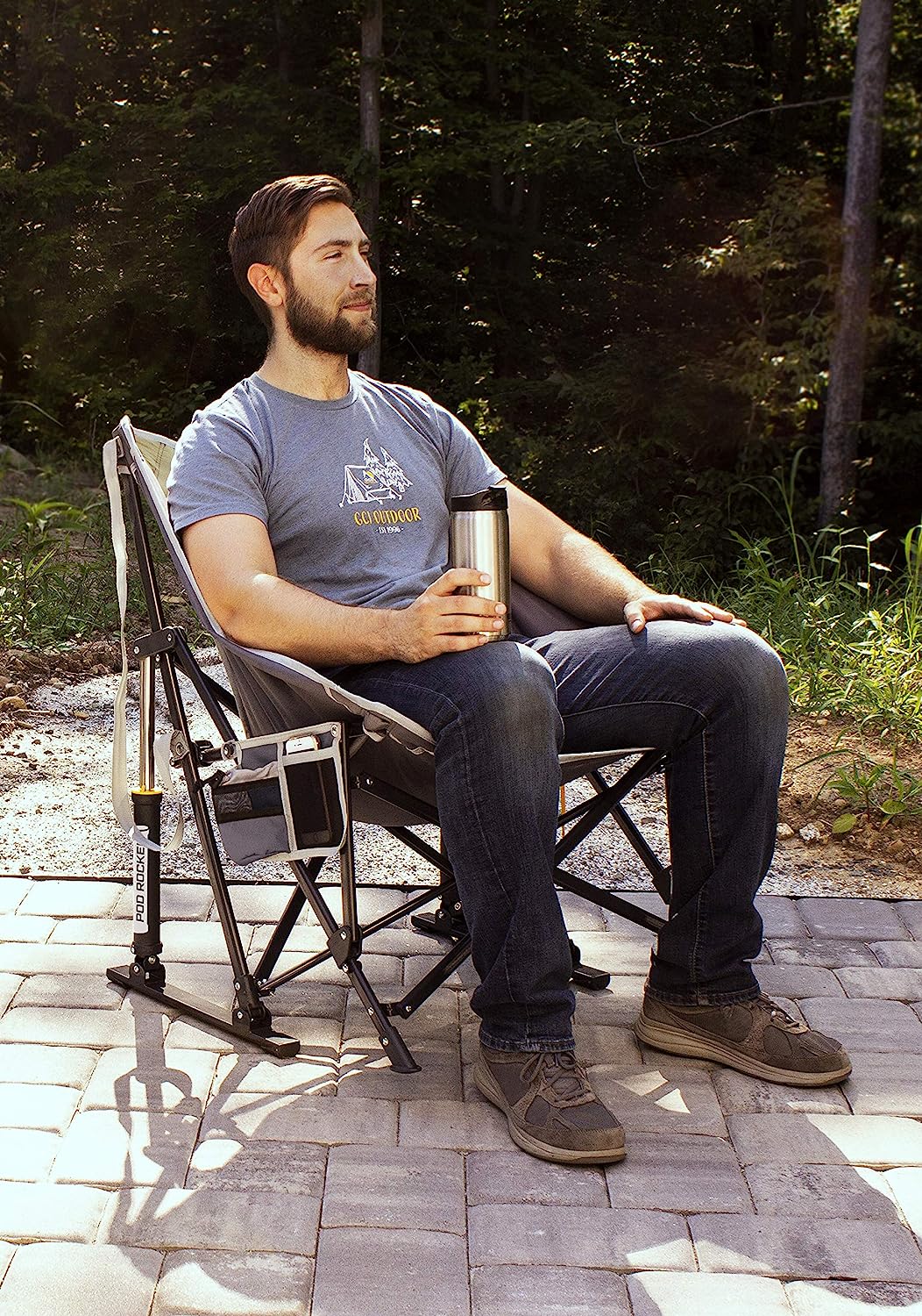 GCI Outdoor MaxRelax Pod Rocker Portable Rocking Chair &amp; Outdoor Camping Chair, Cinnamon Red , Regular size.