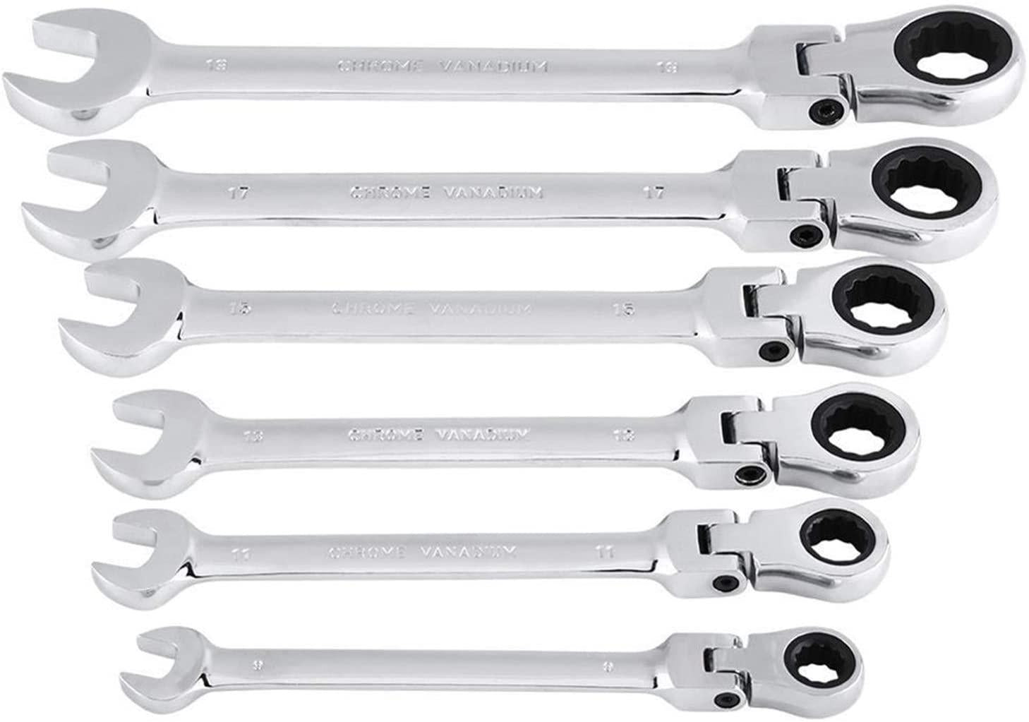 YUOP Hand Tool Set 12 Pcs Ratche Wrench Set Torque Socket Spanner 8-19mm Ratcheting Wrench Spanners Garafor Auto Car Repair Tools (Size : Flexible Head)