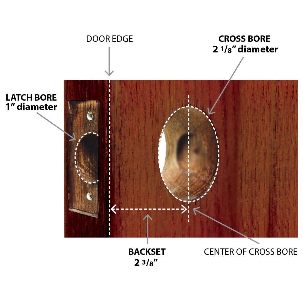 York Plate 2-3/8 in. Backset Oil-Rubbed Bronze Privacy Bed/Bath White Porcelain Door Knob