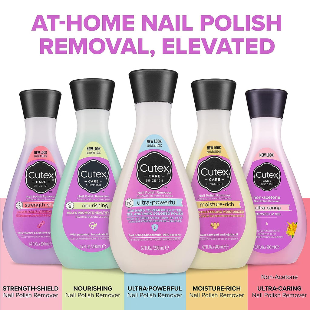 Gel Nail Polish Remover by Cutex, Ultra-Powerful &amp; Removes Glitter and Dark Colored Paints, Paraben Free, 6.76 Fl Oz