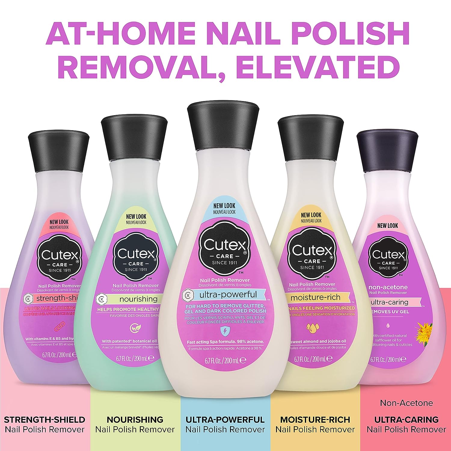 Gel Nail Polish Remover by Cutex, Ultra-Powerful &amp; Removes Glitter and Dark Colored Paints, Paraben Free, 6.76 Fl Oz