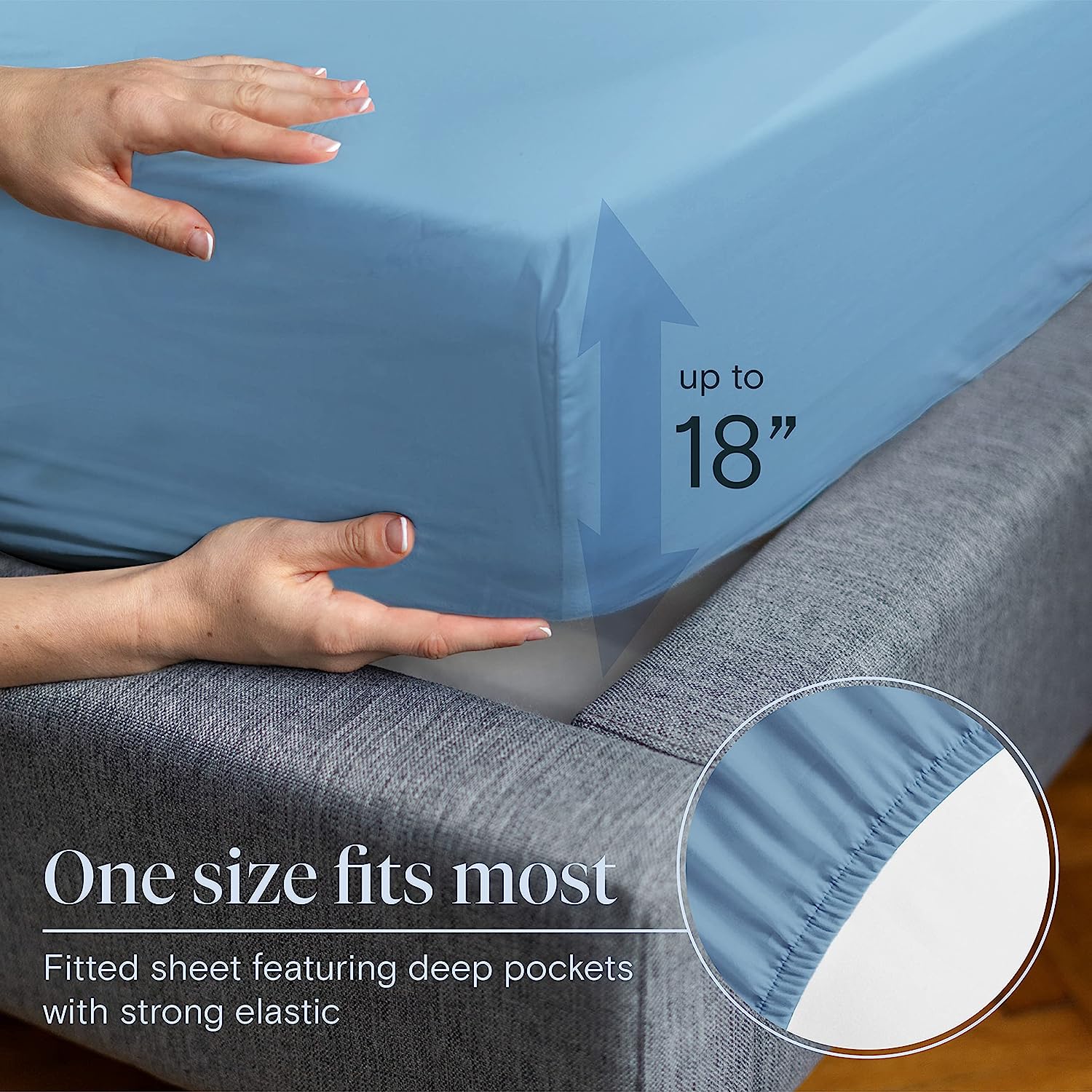 LuxClub Twin Sheets Set - Soft Twin Bed Sheets for Boys and Girls, 4 PC Deep Pockets 18" Eco Friendly Wrinkle Free Fitted Sheets Machine Washable Hotel Bedding Silky Soft - Light Blue Twin