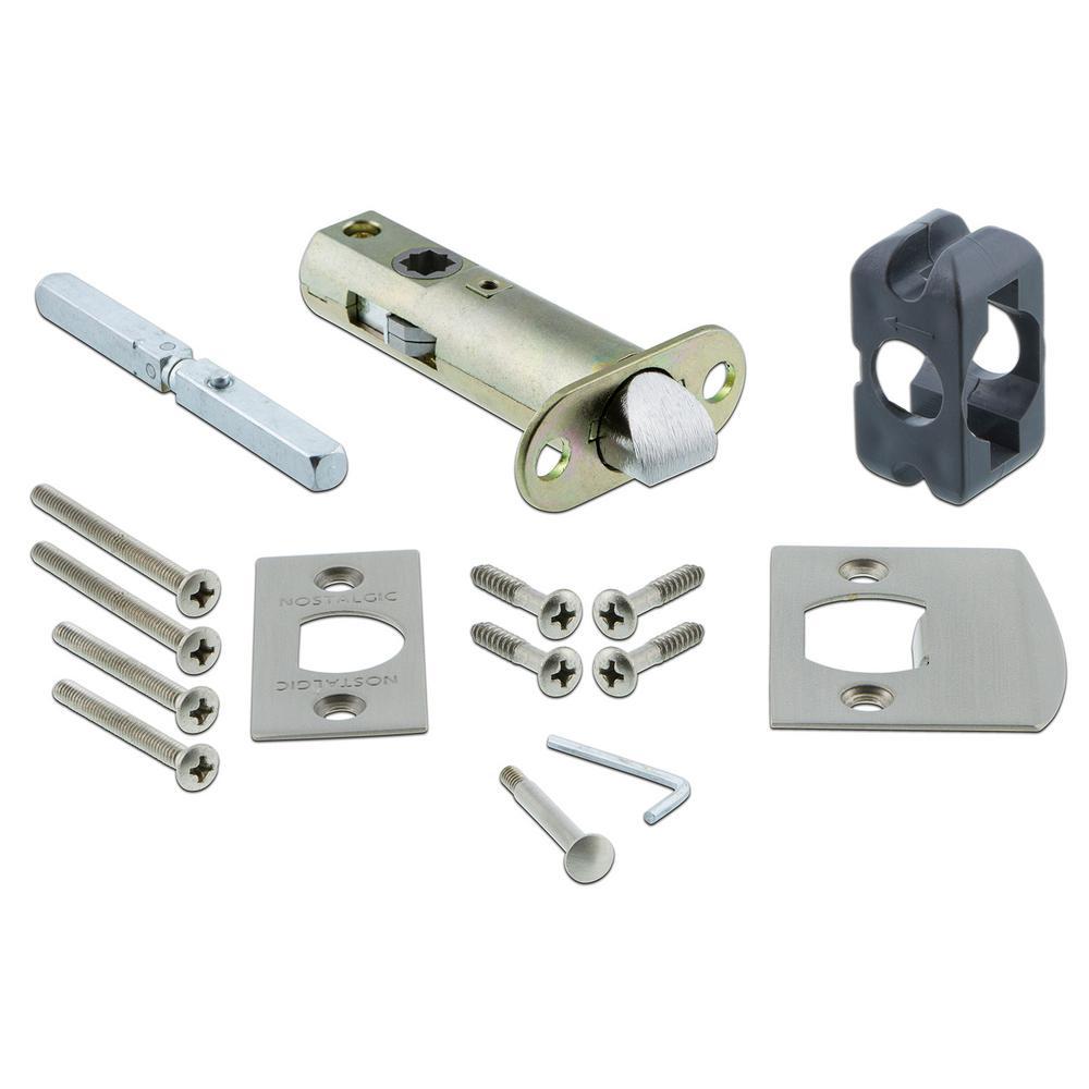 Studio Plate 2-3/8 in. Backset Satin Nickel Privacy Bed/Bath Crystal Glass Door Knob