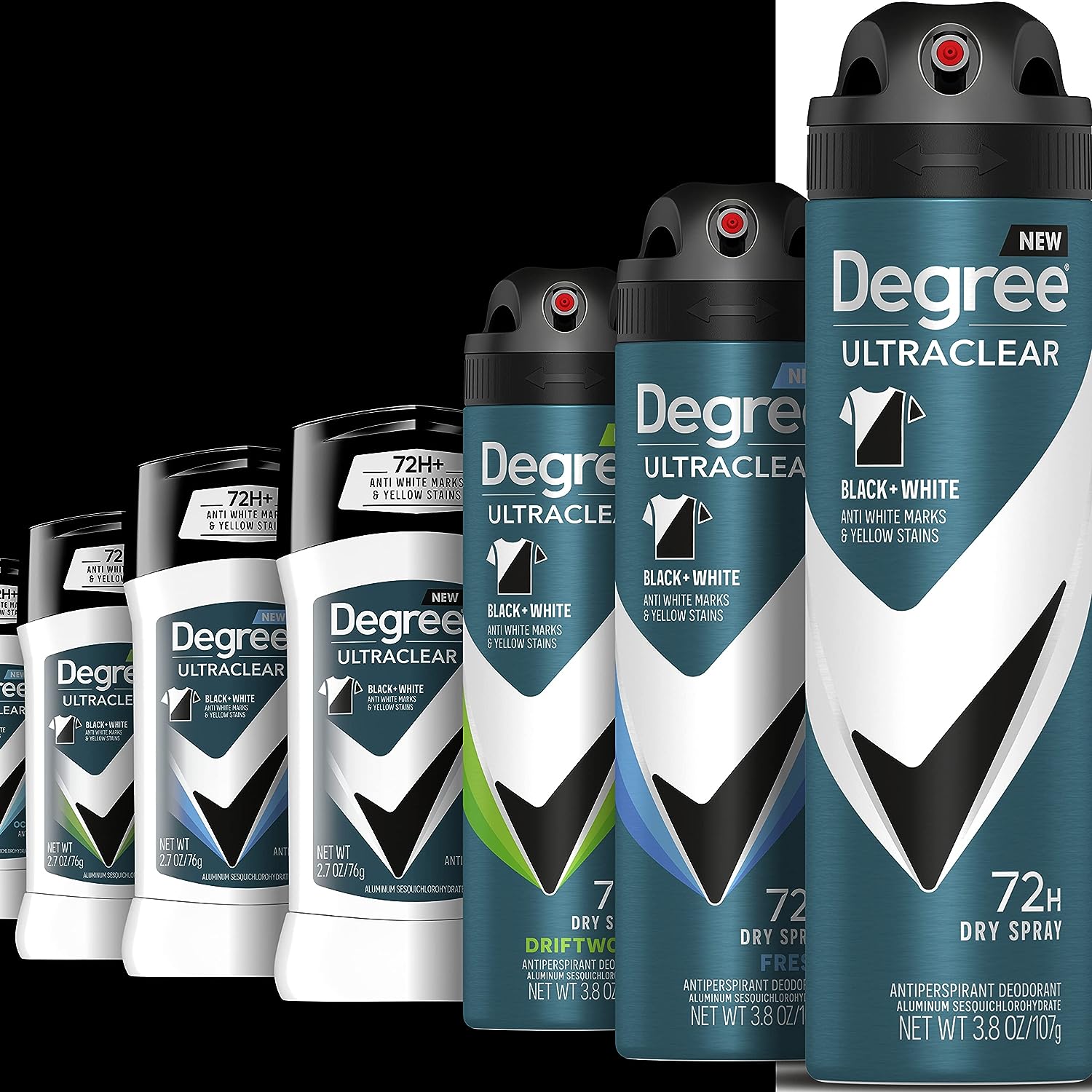 Degree Men UltraClear Antiperspirant Deodorant Black+White 2 Count 72-Hour Sweat &amp; Odor Protection Antiperspirant For Men With MotionSense Technology 2.7 oz