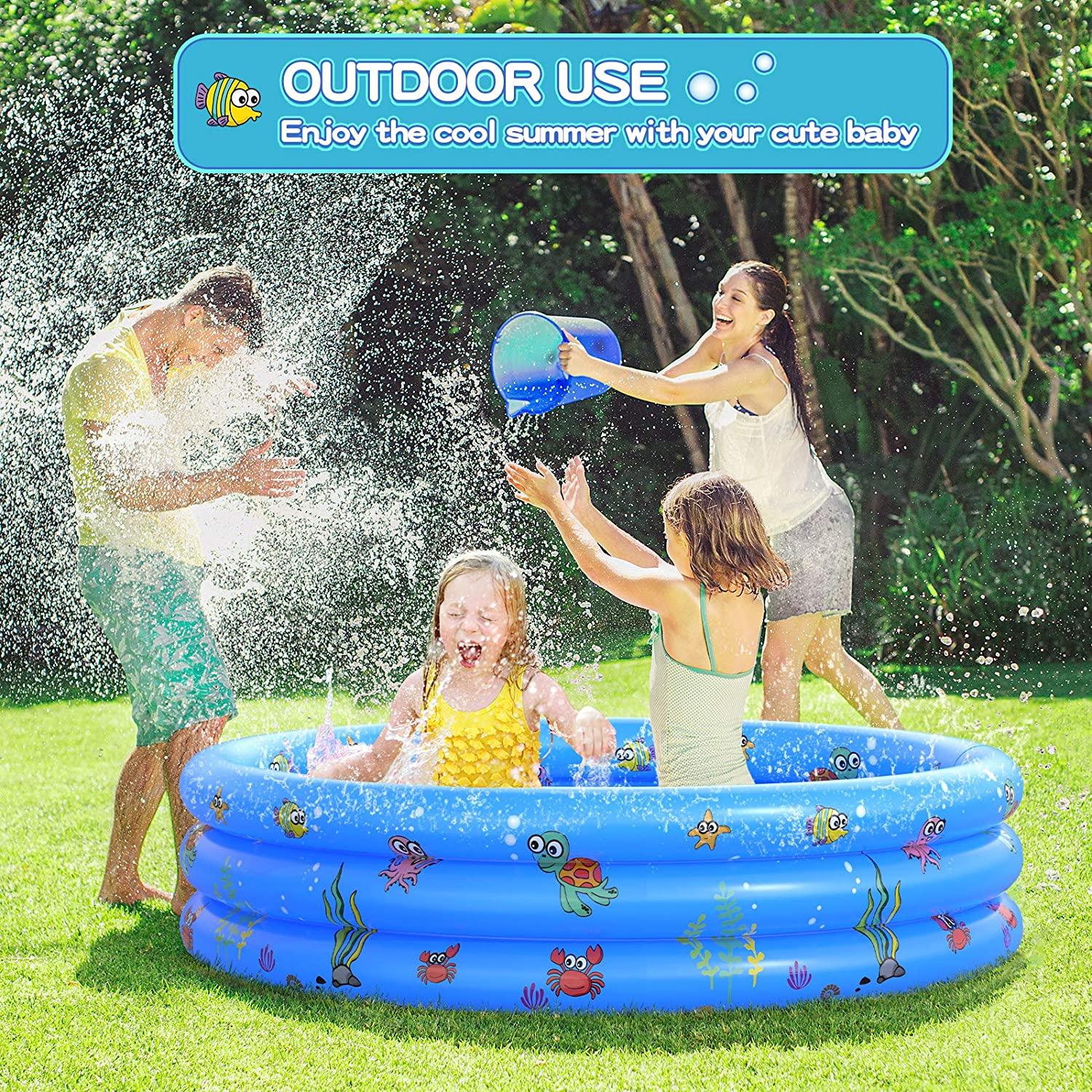garden round inflatable baby swimming pool, portable inflatable child/children little pump pool,kiddie paddling pool indoor&amp;outdoor toddler water game play center for kids/girl/boy