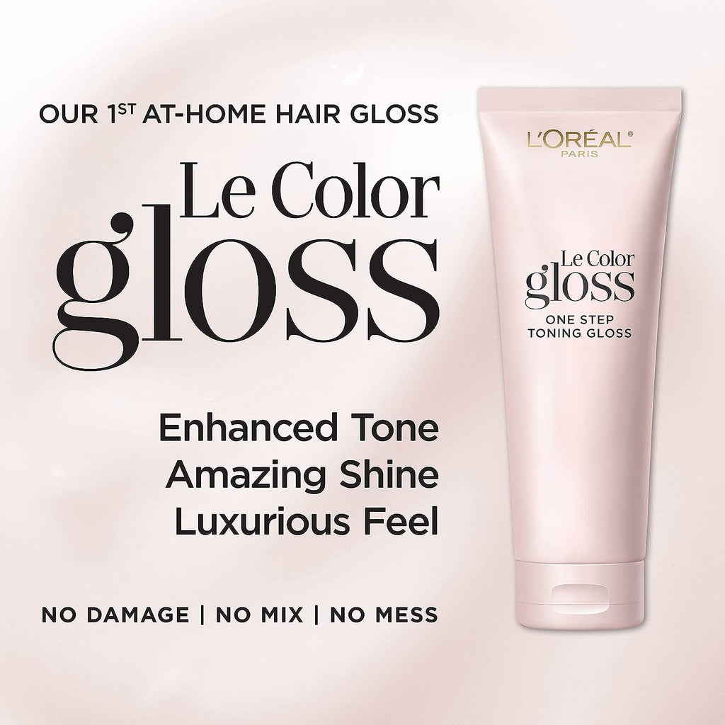 L’Oréal Paris Le Color Gloss One Step In-Shower Toning Hair Gloss, Neutralizes Brass, Conditions &amp; Boosts Shine, Silver, 4 Ounce