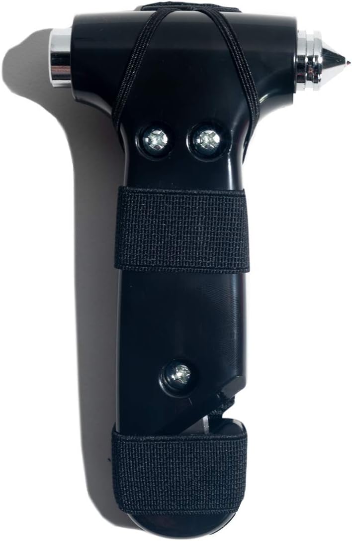 Super-Cute Safety Hammer - Emergency Automotive Escape Hammer Tool, Seat Belt Cutter &amp; Car Window Break Tool - Black, 2 Count