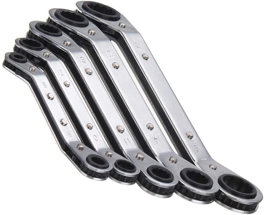 Sturdy 5Pcs Metric Offset Ring Wrench Spanner Tools Ratchet Metric Hand DIY Tool Set Universal Hand Tools Safety