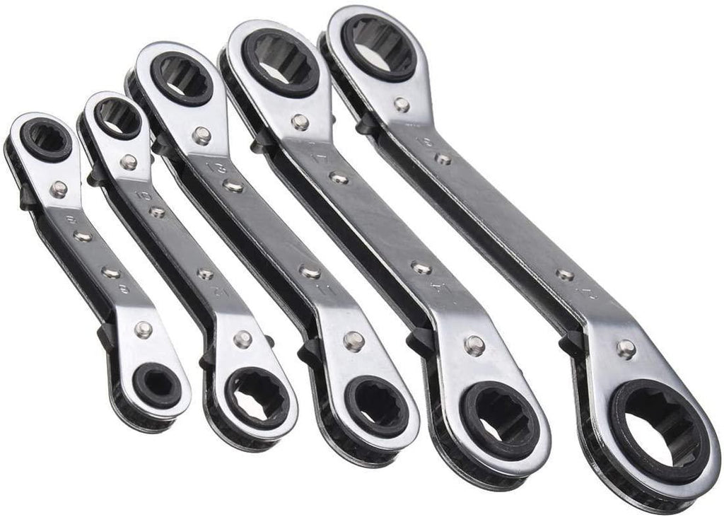 Sturdy 5Pcs Metric Offset Ring Wrench Spanner Tools Ratchet Metric Hand DIY Tool Set Universal Hand Tools Safety