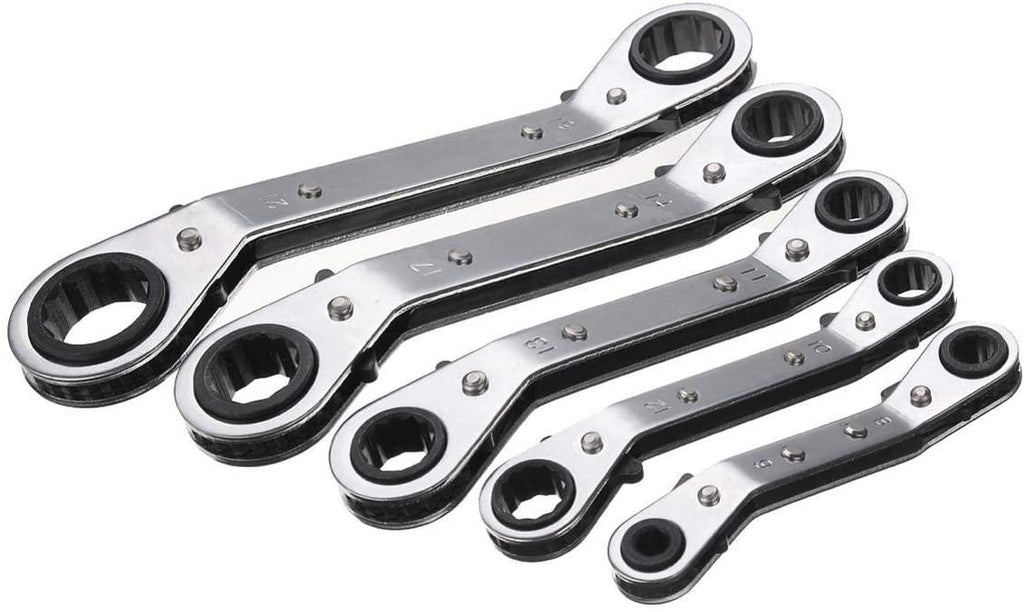 Sturdy 5Pcs Metric Offset Ring Wrench Spanner Tools Ratchet Metric Hand DIY Tool Set Universal Hand Tools Safety