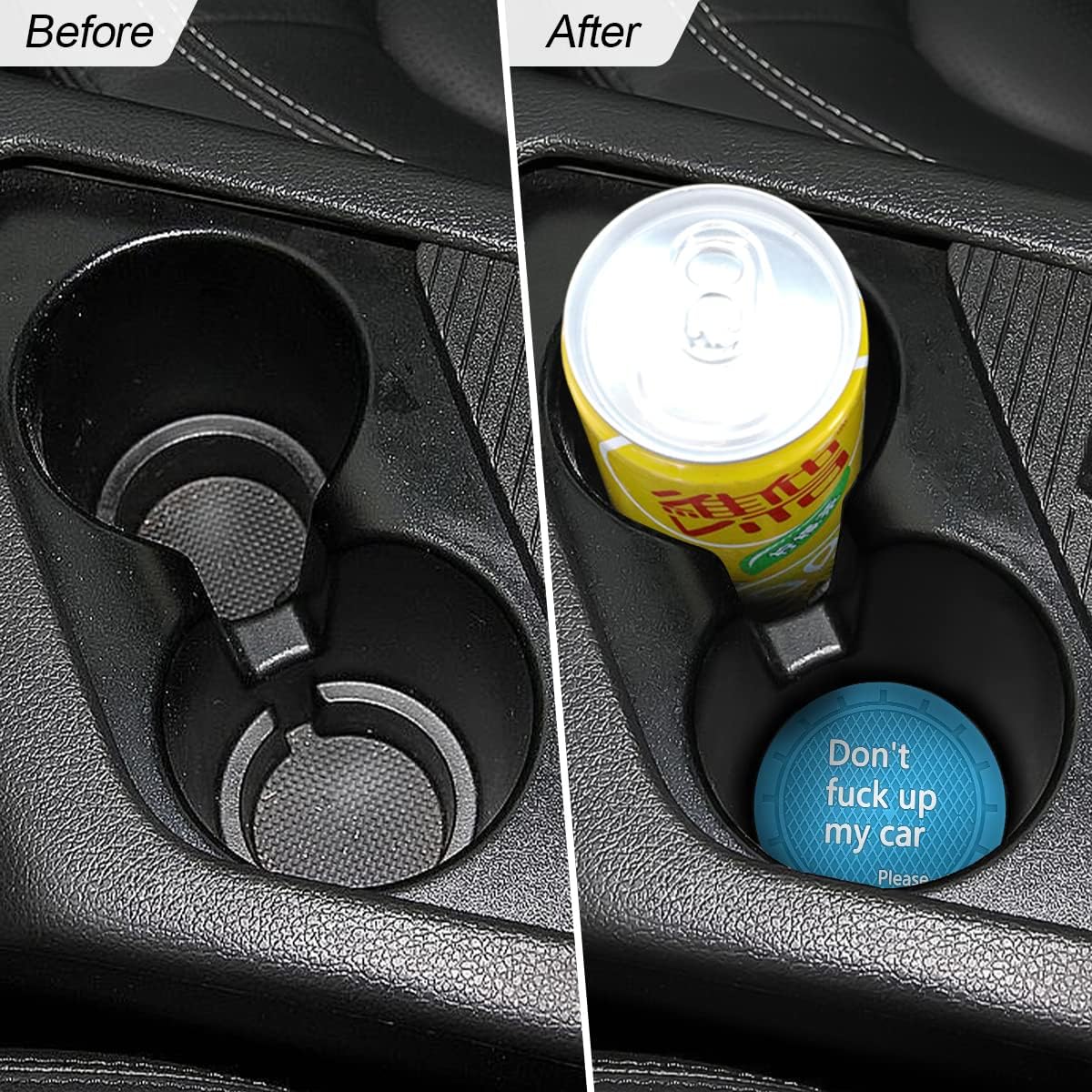 8sanlione 2 Pack Car Cup Holder Coasters, 2.75 Inch Non-Slip PVC Insert Cup Coaster, Anti-Scratch Auto Cup Mats for Women Men, Vehicle Interior Accessories for Car, SUV, Truck (D Light Blue/2PCS)