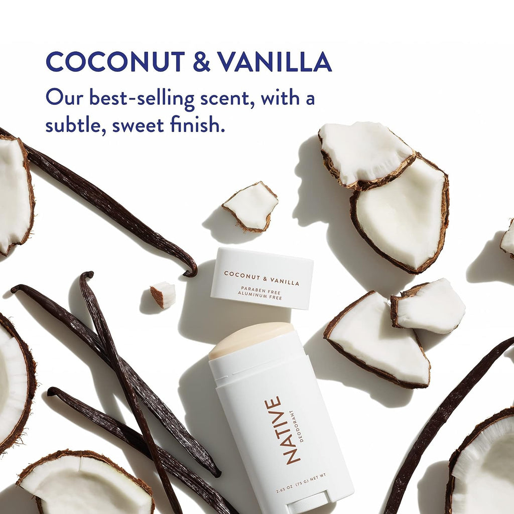 Native Deodorant | Natural Deodorant for Women and Men, Aluminum Free with Baking Soda, Probiotics, Coconut Oil and Shea Butter | Coconut &amp; Vanilla, Lavender &amp; Rose, Cucumber &amp; Mint - Variety Pack of 3