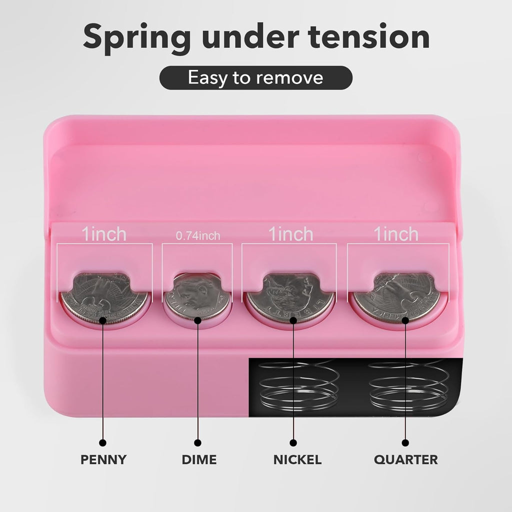 SINGARO Coin Holder for Car, Universal Car Coin Change Organizer, Car Coin Holder Compatible with Coins of Different Sizes, Car Interior Accessories, Suitable for Most Cars, Trucks(Pink，2 Pack)