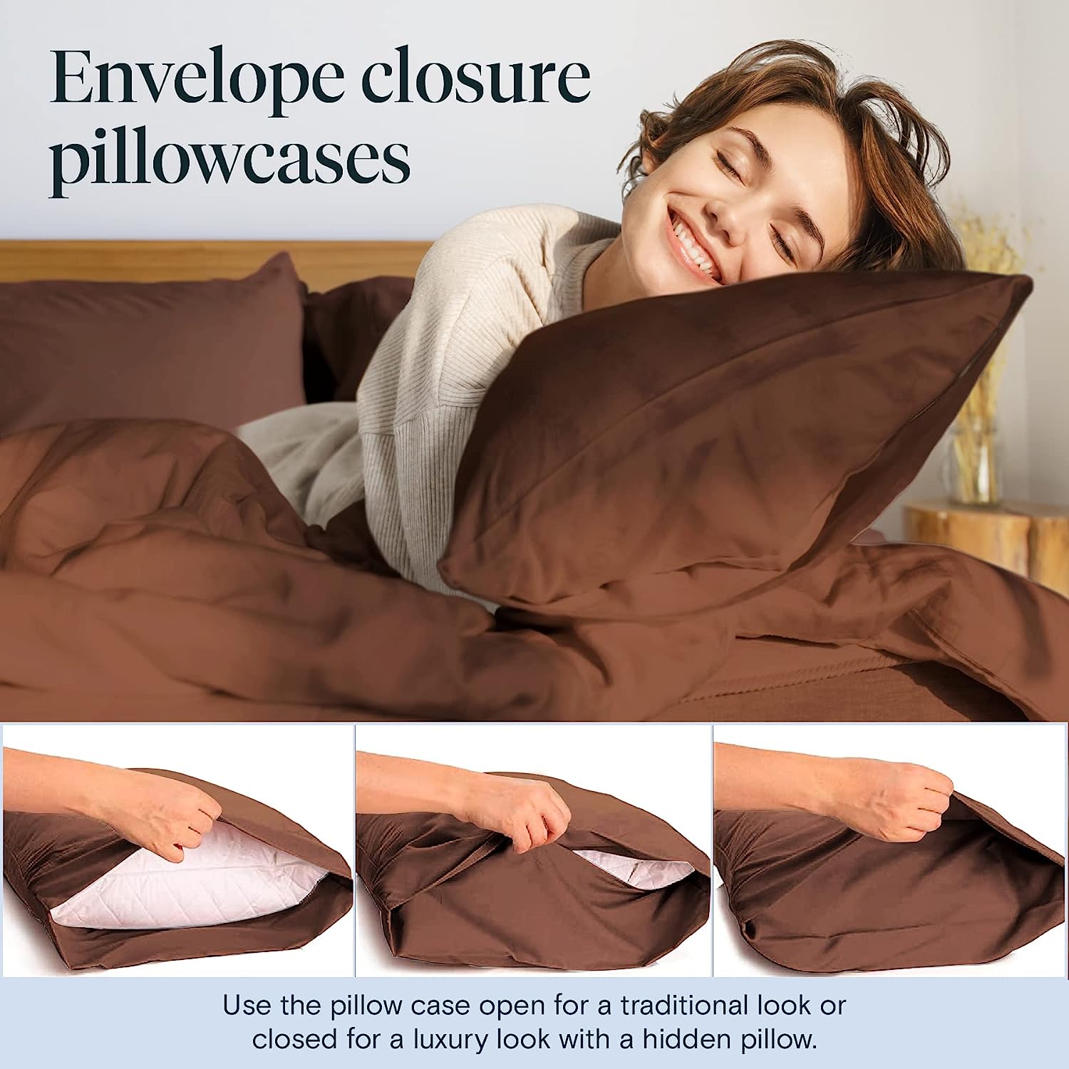 LuxClub Twin XL Sheets Set - Soft Twin Bed Sheets for Boys and Girls, 4 PC Deep Pockets 18" Eco Friendly Wrinkle Free Kids Fitted Sheets Machine Washable Hotel Bedding Silky Soft - Brown Twin XL