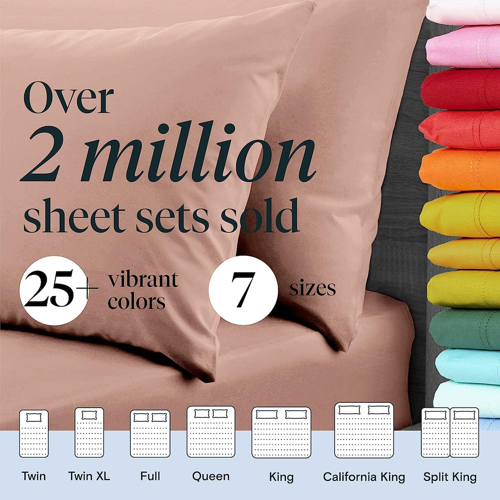 LuxClub 6 PC King Size Sheet Set Bamboo Sheets Deep Pockets 18" Eco Friendly Wrinkle Free Cooling Sheets Machine Washable Hotel Bedding Silky Soft - Pearl Pink King
