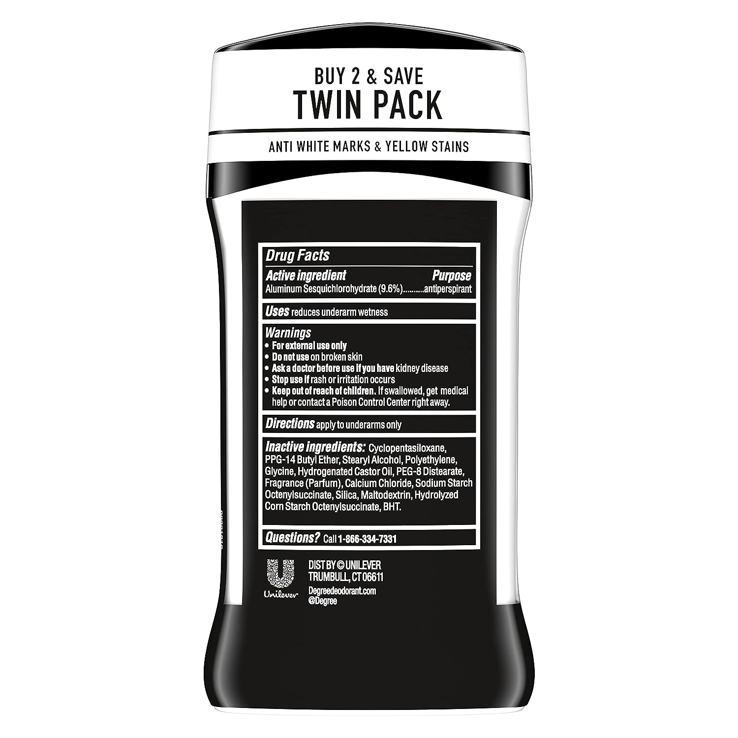 Degree Men UltraClear Antiperspirant Deodorant Black+White 2 Count 72-Hour Sweat &amp; Odor Protection Antiperspirant For Men With MotionSense Technology 2.7 oz