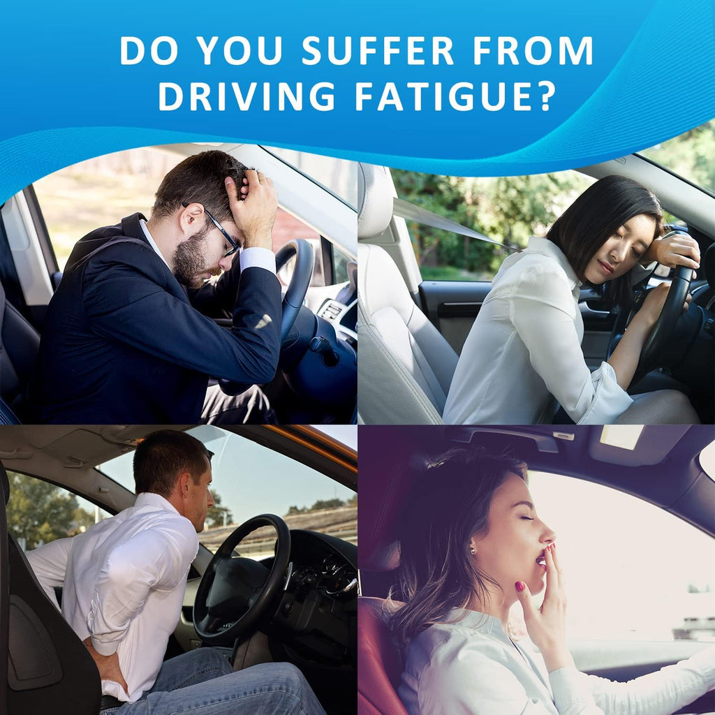 Lumbar Support Pillow for Car-Memory Foam Car Back Support for Driving Fatigue/Back Pain Relief - Dual Straps Better Fix The Back Support for Car -Gray