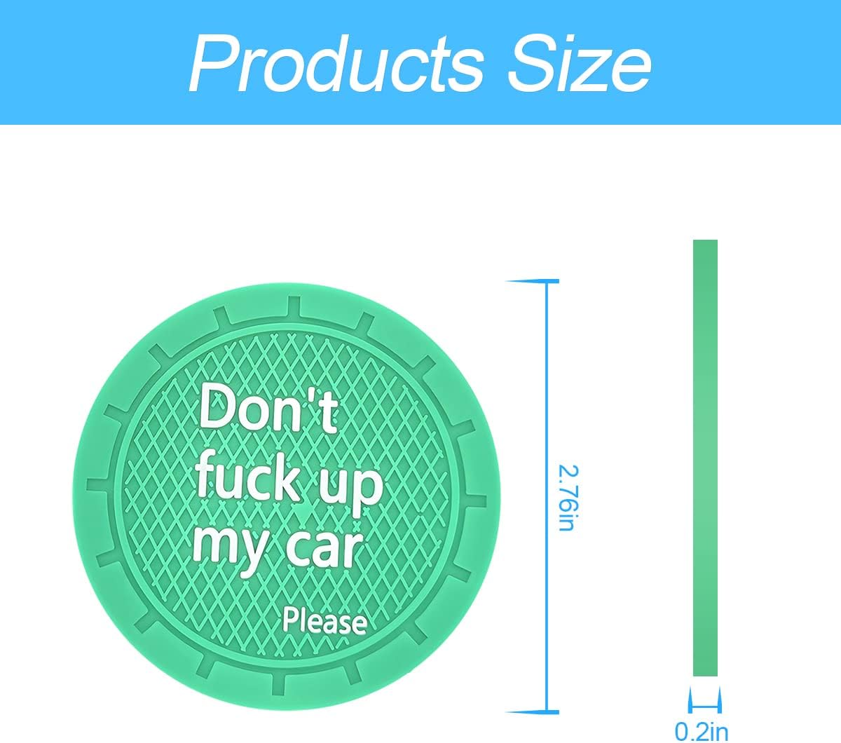 8sanlione 2 Pack Car Cup Holder Coasters, 2.75 Inch Non-Slip PVC Insert Cup Coaster, Anti-Scratch Auto Cup Mats for Women Men, Vehicle Interior Accessories for Car, SUV, Truck (D Light Green/2PCS)