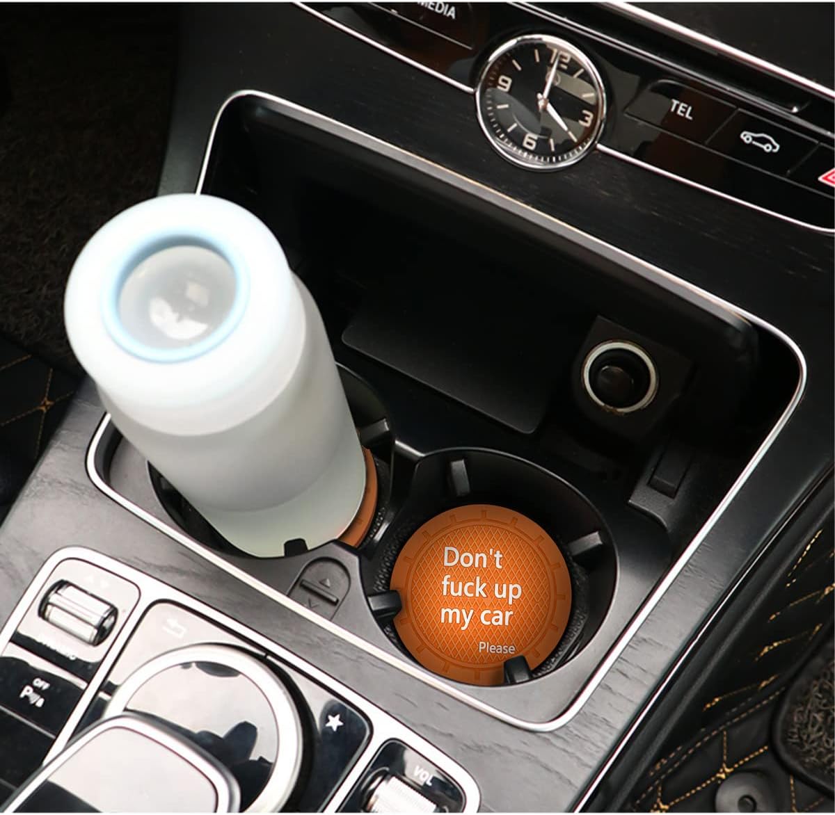 8sanlione 2 Pack Car Cup Holder Coasters, 2.75 Inch Non-Slip PVC Insert Cup Coaster, Anti-Scratch Auto Cup Mats for Women Men, Vehicle Interior Accessories for Car, SUV, Truck (D Orange/2PCS)