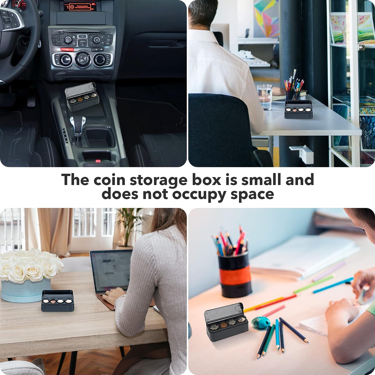 SINGARO Coin Holder for Car, Universal Car Coin Change Organizer, Car Coin Holder Compatible with Coins of Different Sizes, Car Interior Accessories, Suitable for Most Cars, Trucks(2 Pack)