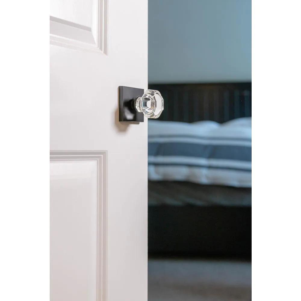 Crystal Satin Gold Hall/Closet Door Knob with Square Rosette