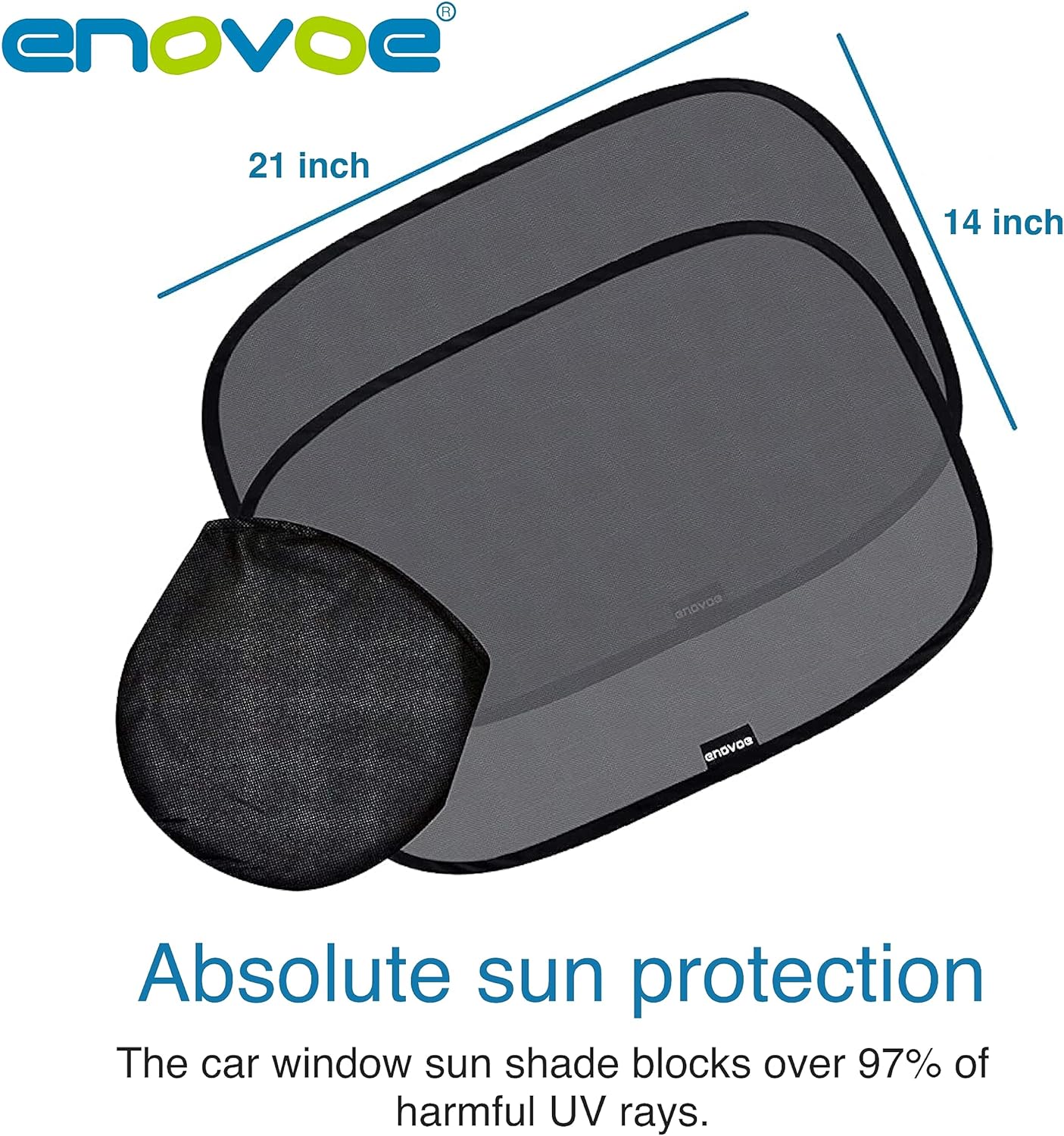 Enovoe Car Window Shades for Baby (21"x14") - 4 Pack - Sun Shade Blocker, Cling Window Cover - Glare Shield and UV Rays Protection for Your Child - Side Window Screens for SUV- Mesh Car Window Shade