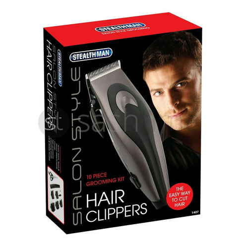 10PC PIECE MENS PROFESSIONAL HAIR CUTTING CLIPPER SHAVER GROOMING KIT