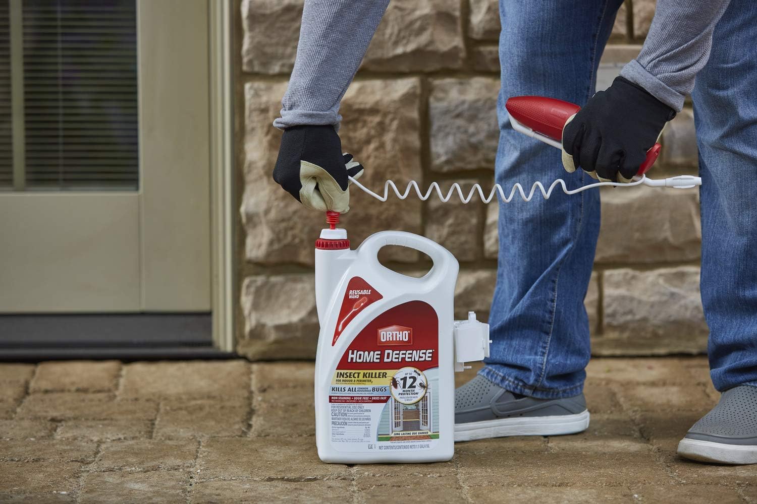 Ortho Home Defense Insect Killer for Indoor &amp; Perimeter2: With Comfort Wand, Kills Ants, Cockroaches, Spiders, Fleas &amp; Ticks, Odor Free, 1.1 gal., Pack of 4
