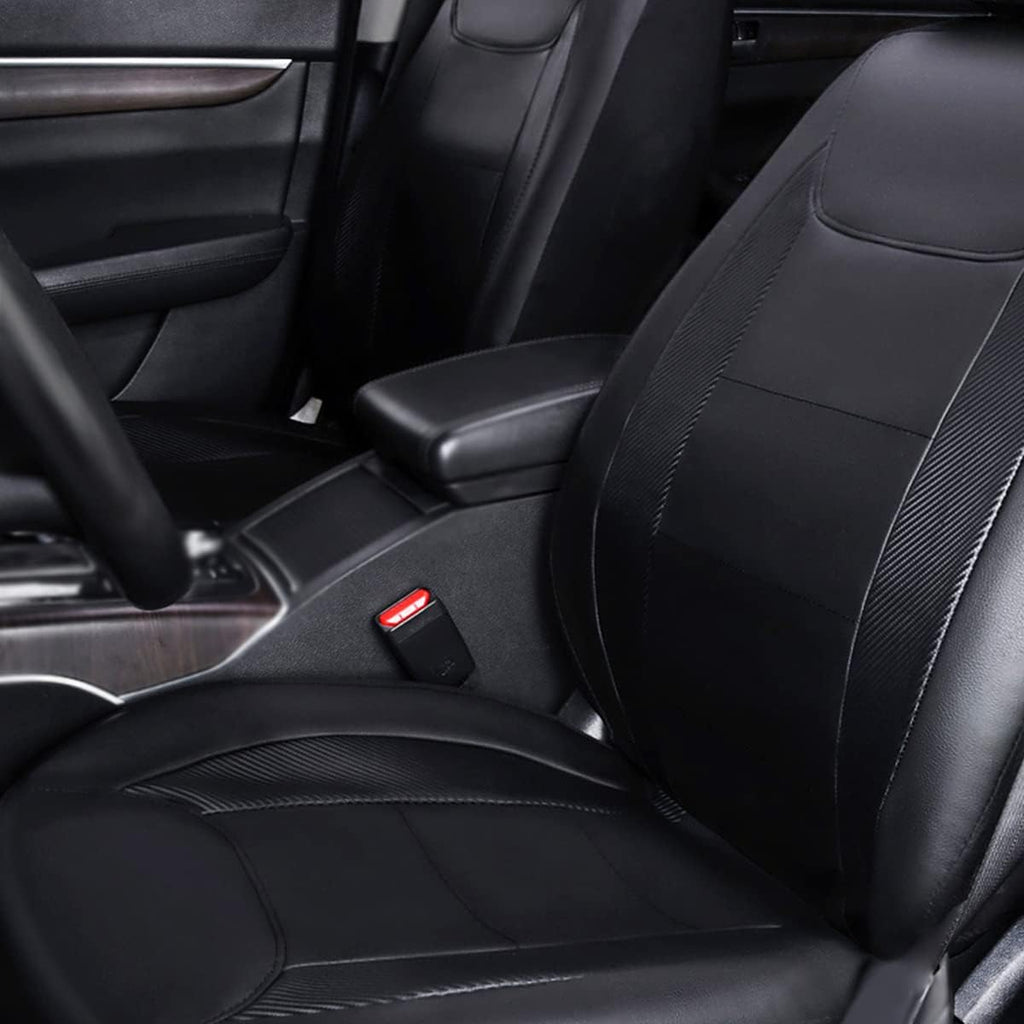 Flying Banner car seat Covers Protects Water Proof Faux Leather Carbon Fiber Fronts Solid Black (Solid Black, Front Pair)