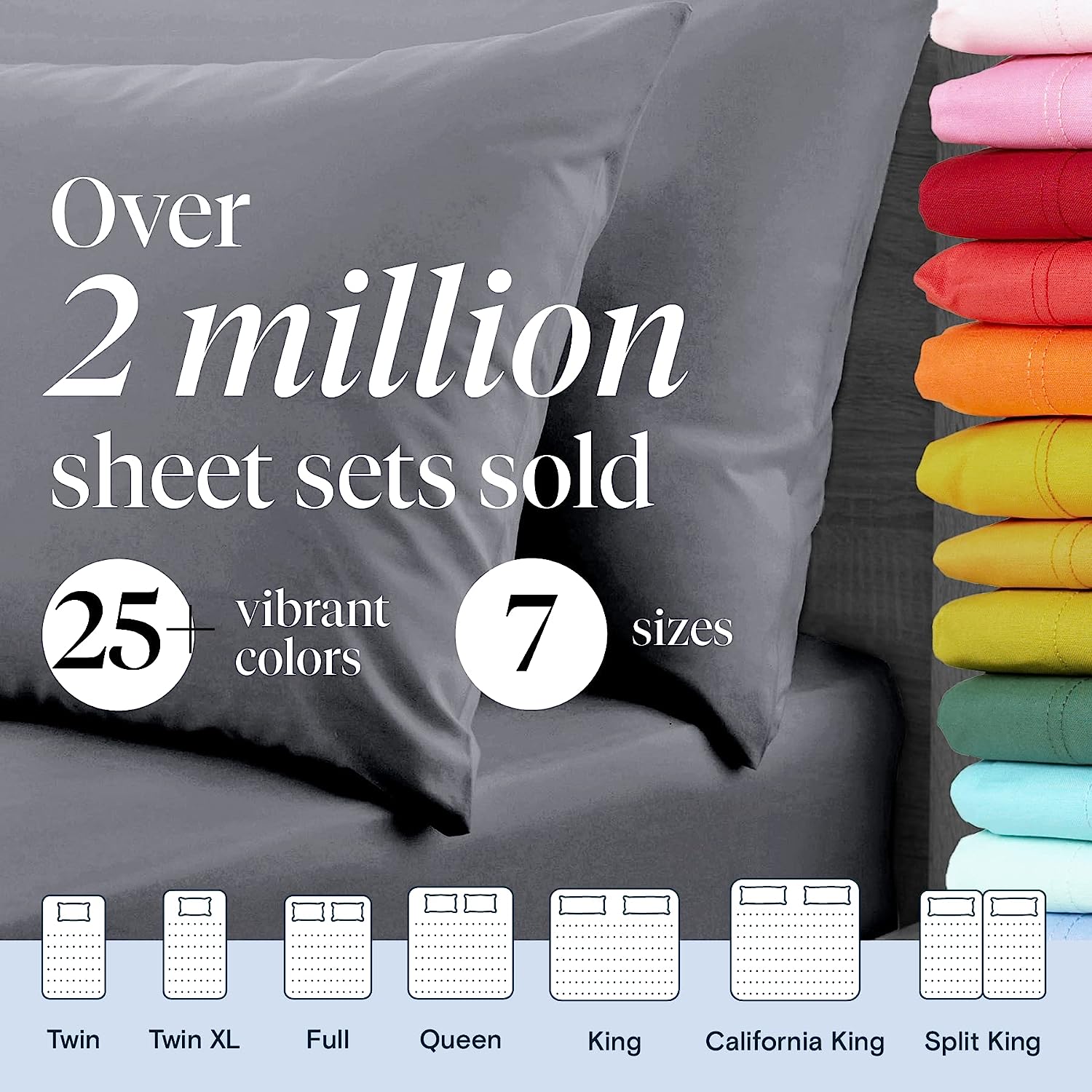 LuxClub 6 PC Sheet Set w/ 18 inch Deep Pockets - Eco Friendly, Wrinkle Free, Hypoallergentic, Fade Resistant, Silky, Stronger &amp; Softer Than Cotton -Silver California King