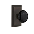 Studio Plate 2-3/4 in. Backset Oil-Rubbed Bronze Privacy Bed/Bath Black Porcelain Door Knob