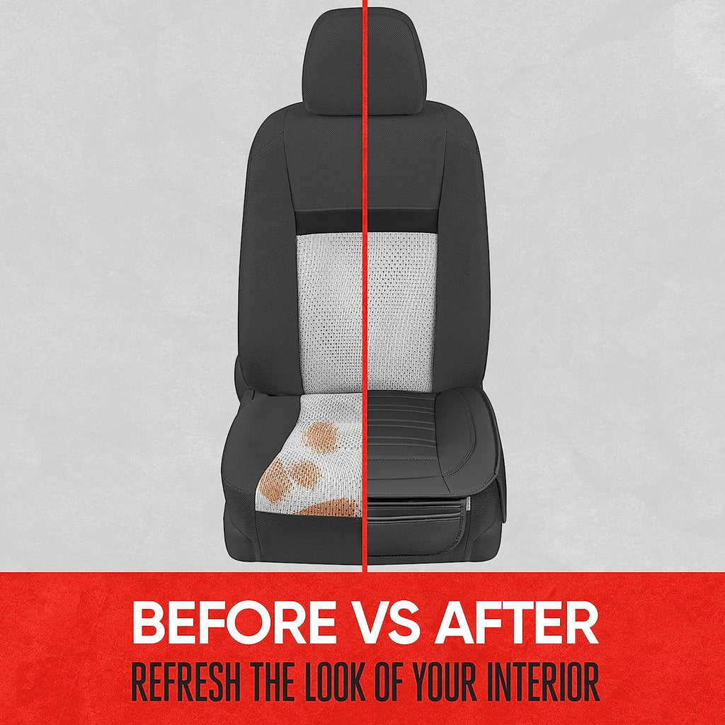Motor Trend Black Faux Leather Car Seat Cover for Front Seats, 1-Piece Padded Car Seat Protector with Storage Pockets, Premium Interior Cover for Cars Truck SUV Auto